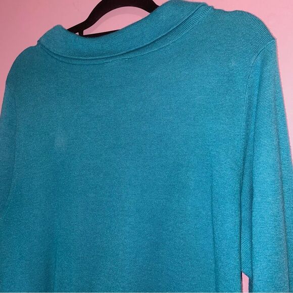 Talbots XL Sweater Top Blue Knit Cowl Neck - Picture 7 of 8